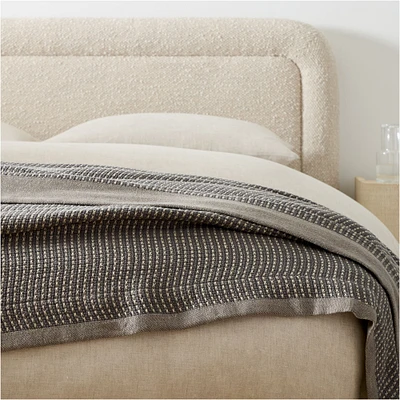 Two Tone Cotton Linen Blanket, Full/Queen, Natural