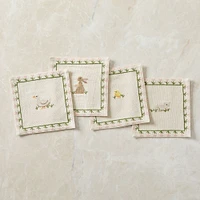 Daphne Embroidered Cocktail Napkins, White, Set of 4