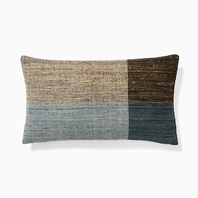 Silk Half Block Pillow Cover, 12x21, Indigo