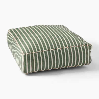 Outdoor Marine Stripe Floor Pillow, 26x26x8in, Marina Blue