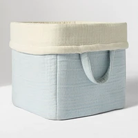 Foldover Quilted Storage Bin, Light Blue