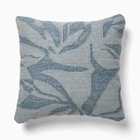 Outdoor Abstract Botanical Pillow, 20x20, Marina Blue