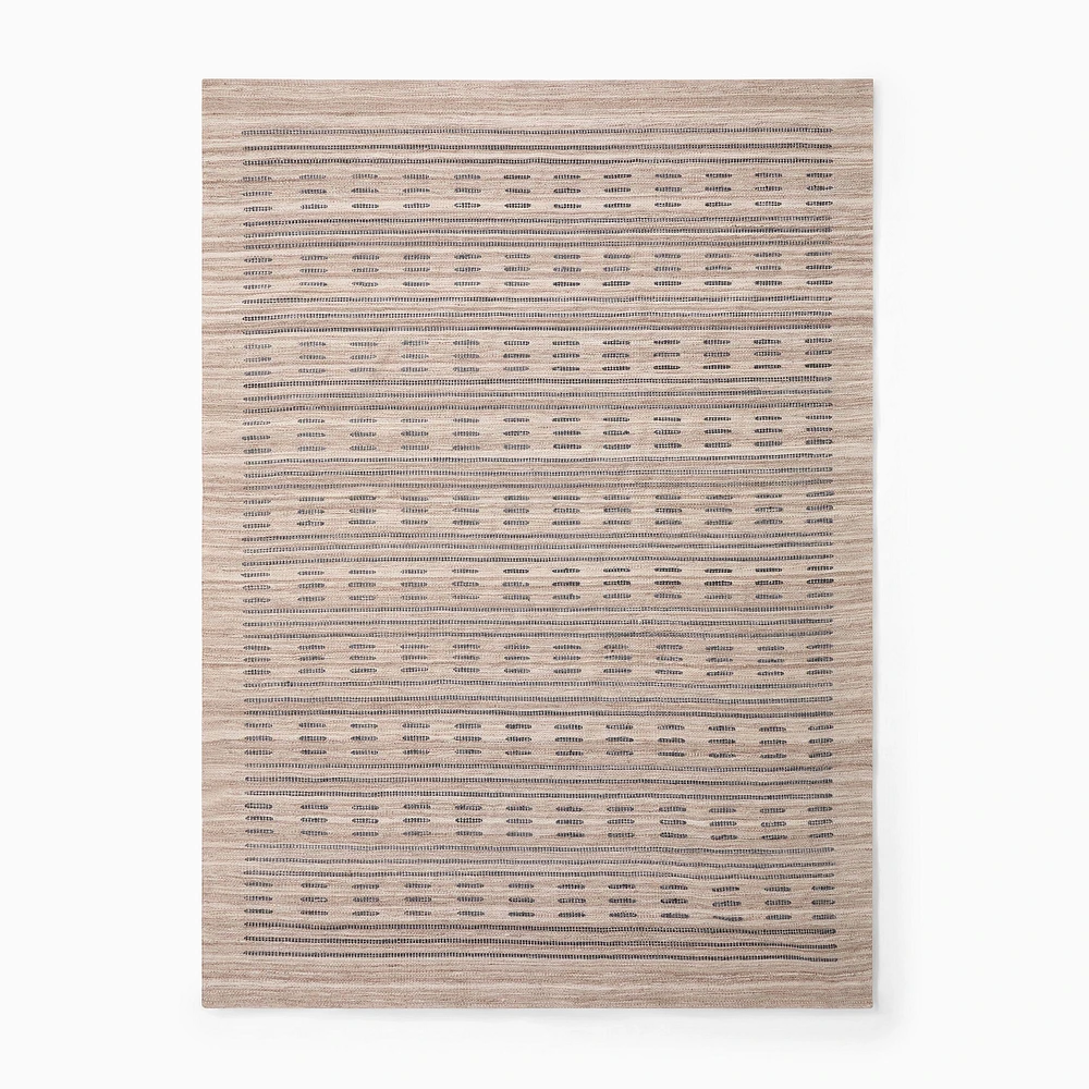 Outdoor Dashed Stripe Rug, 5x8, Natural