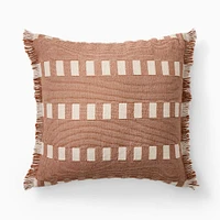 Outdoor Modern Block Fringe Pillow, 20x20, Marina Blue