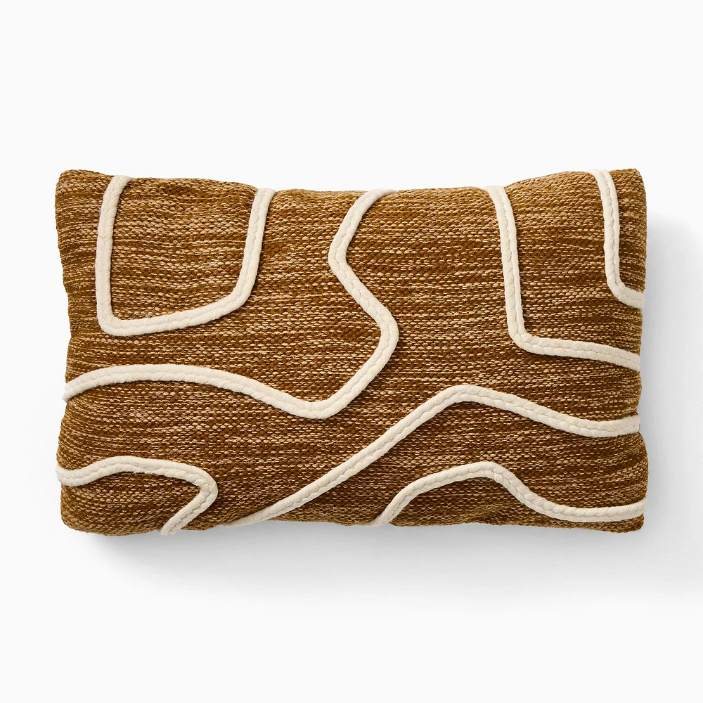 Outdoor Abstract Roping Pillow, 12x21, Sand