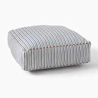 Outdoor Marine Stripe Floor Pillow, 26x26x8in, Marina Blue