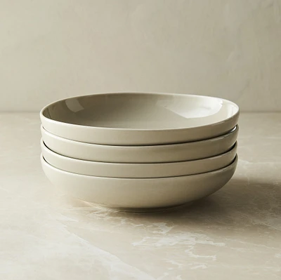 Organic Porcelain Low Bowl, Taupe, Set of 4