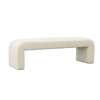 Paisleigh 26" Small Faux Sheepskin Bench, Cream