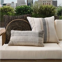 Outdoor Woven Arches Pillow, 20"x20", Black