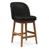 Wayne Counter Stool Armless, Saddle Leather, Nut, Cool Walnut