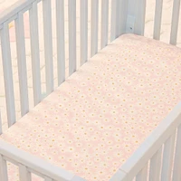 Daisy Crib Sheet, Pale Aqua