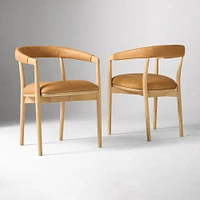 Irvine Dining Chair, Ludlow Leather, Sesame, Blonde