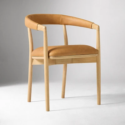 Irvine Dining Chair, Ludlow Leather, Sesame, Blonde