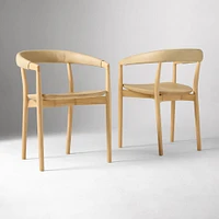 Irvine Dining Chair, Single, Ludlow Leather Sand, Blonde Wood Seat