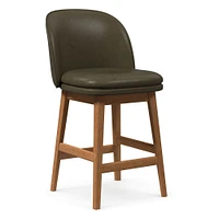 Wayne Counter Stool Armless, Saddle Leather, Nut, Cool Walnut