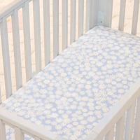 Daisy Crib Sheet, Pale Aqua