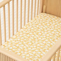 Bird Crib Sheet, Cloudy Blue