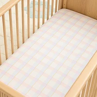 Watercolor Gingham Crib Sheet, Lilac