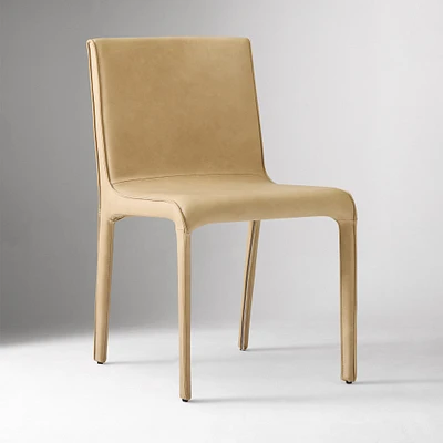 Dolores Dining Chair, Ludlow Leather, Sand, Textured Antique Brass