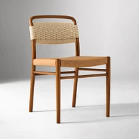 Eindhoven Dining Chair, Single, Paper Cord, Ludlow Leather, Cumin, Blonde