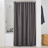 Plush Waffle Shower Curtain, White, 72"x74"