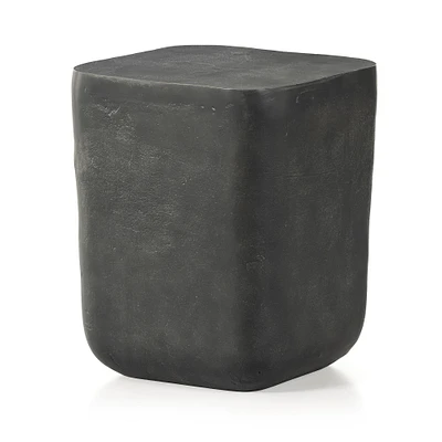 Marza 14.5" Outdoor Square Drink Table, Aged Gray
