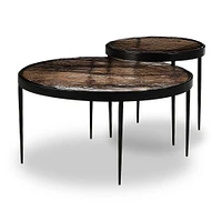 Marichin 21" Nesting Table, Smoked Brown Cast Glass