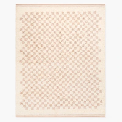 Chip & Dent: Soft Checkered Shag Wool Rug, 6'x9', Sand