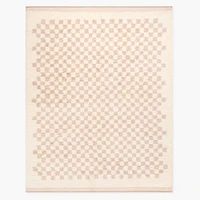 Chip & Dent: Soft Checkered Shag Wool Rug, 6'x9', Sand