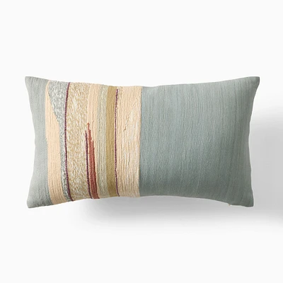 Mixed Woven Landscape Pillow Cover, 12X21, Celadon