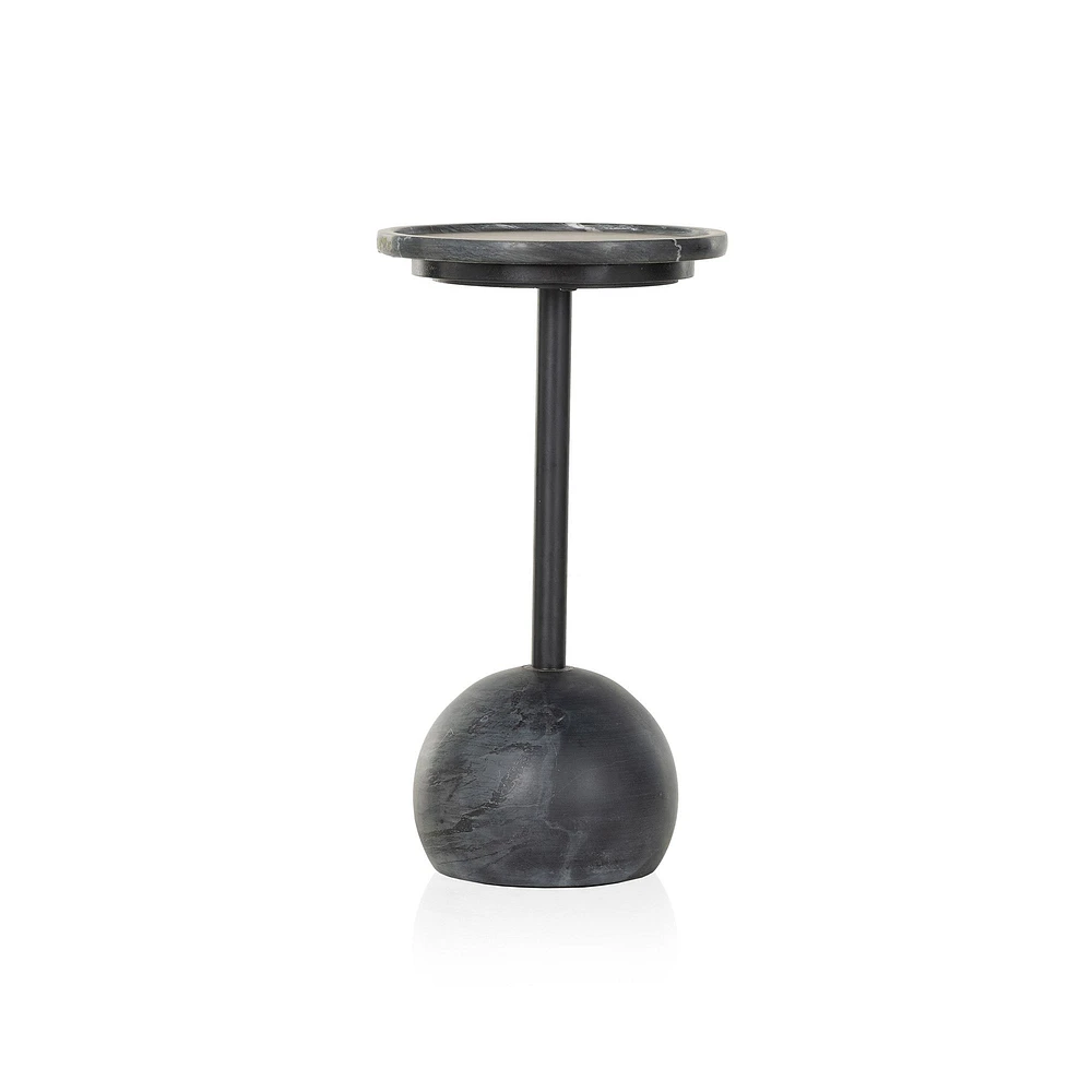 Maspeth Drink Table, Black Marble, Dark Kettle