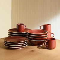 Marcus Samuelsson Carved Pattern Dinnerware, Red, 16-Piece Set