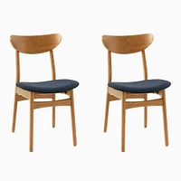 Classic Café Upholstered Dining Chair, Nightshade, Acorn, Set of 2