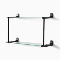 Mid Century Contour Double Glass Shelf, Chrome