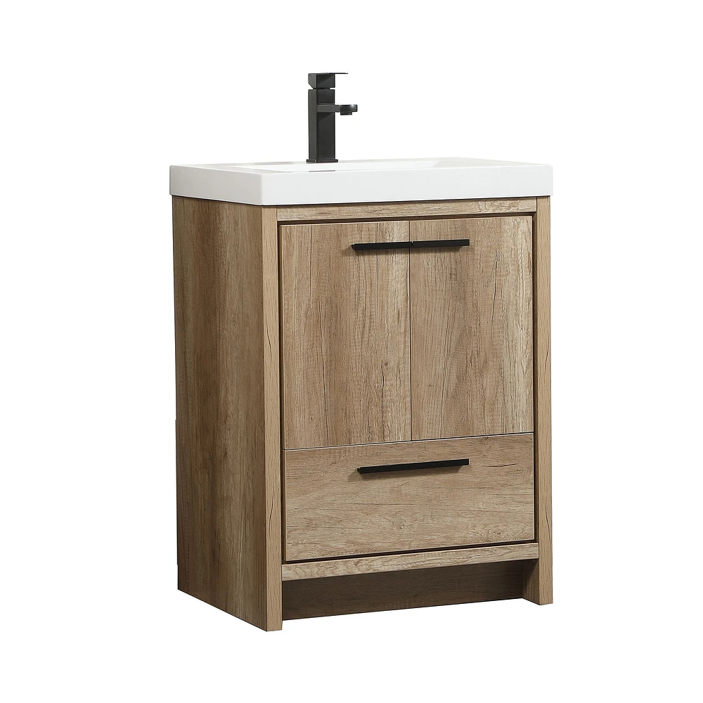 Donovan Single Bathroom Vanity, 24", Natural Oak
