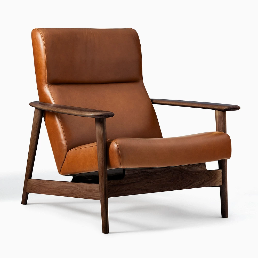 Chip & Dent: Mid-century Show Wood Highback Chair, Old Saddle, Nut, Espresso