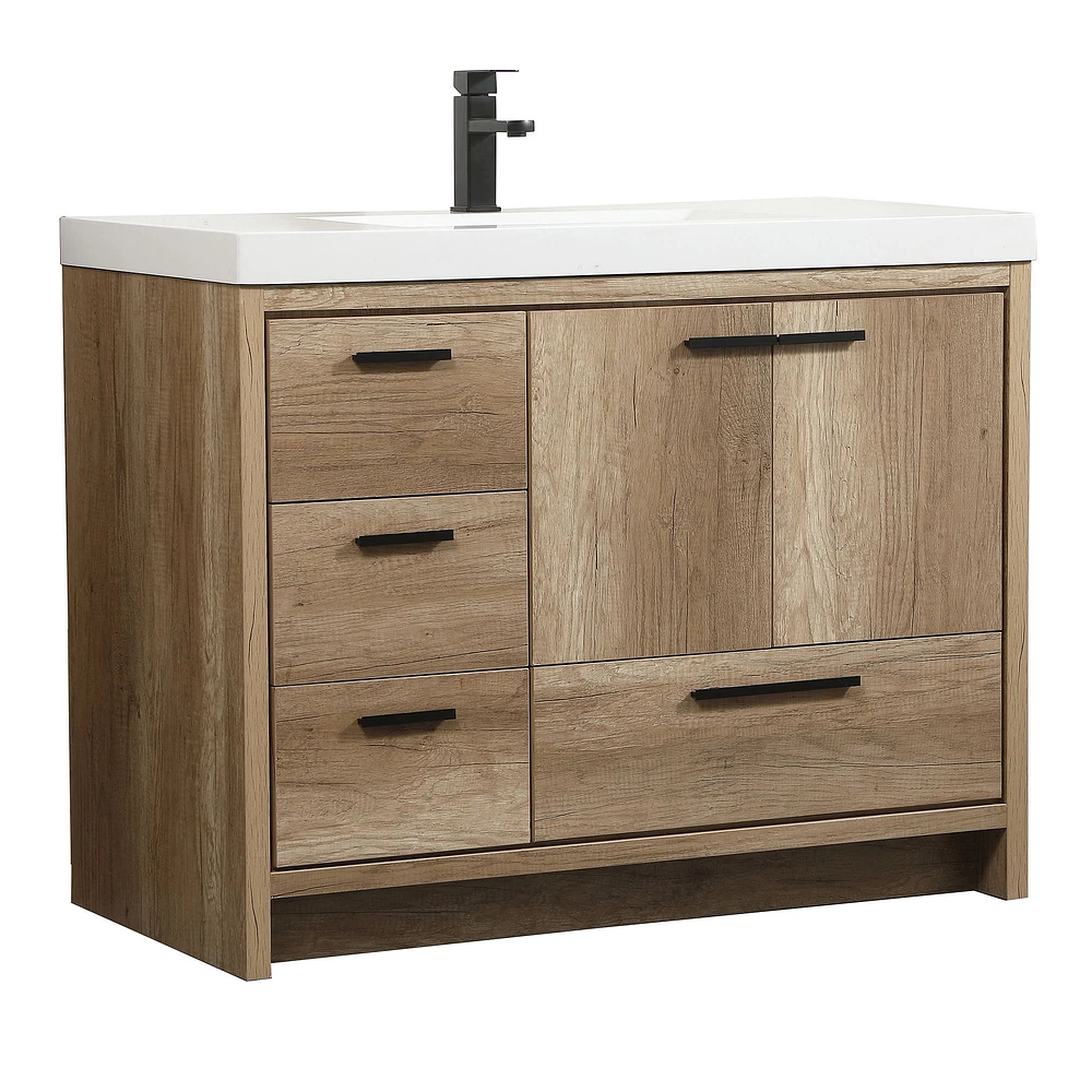 Donovan Single Bathroom Vanity, 24", Natural Oak