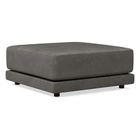 Melbourne Ottoman, Standard Depth, Ludlow Leather, Navy, Concealed Support