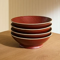 Marcus Samuelsson Carved Pattern Dinnerware, Pasta Bowl, Red, Set Of 4