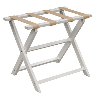White ECO Straight Leg Luggage Rack with 4 Nylon Straps