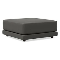 Melbourne Ottoman, Standard Depth, Ludlow Leather, Navy, Concealed Support