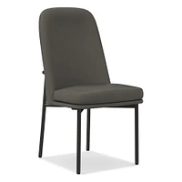 Jack Metal Frame High Back Dining Chair, Leather, Saddle, Dark Bronze