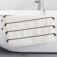 Open Box: Organic Tassel Stripe Bath Mat, White, 24"x64"