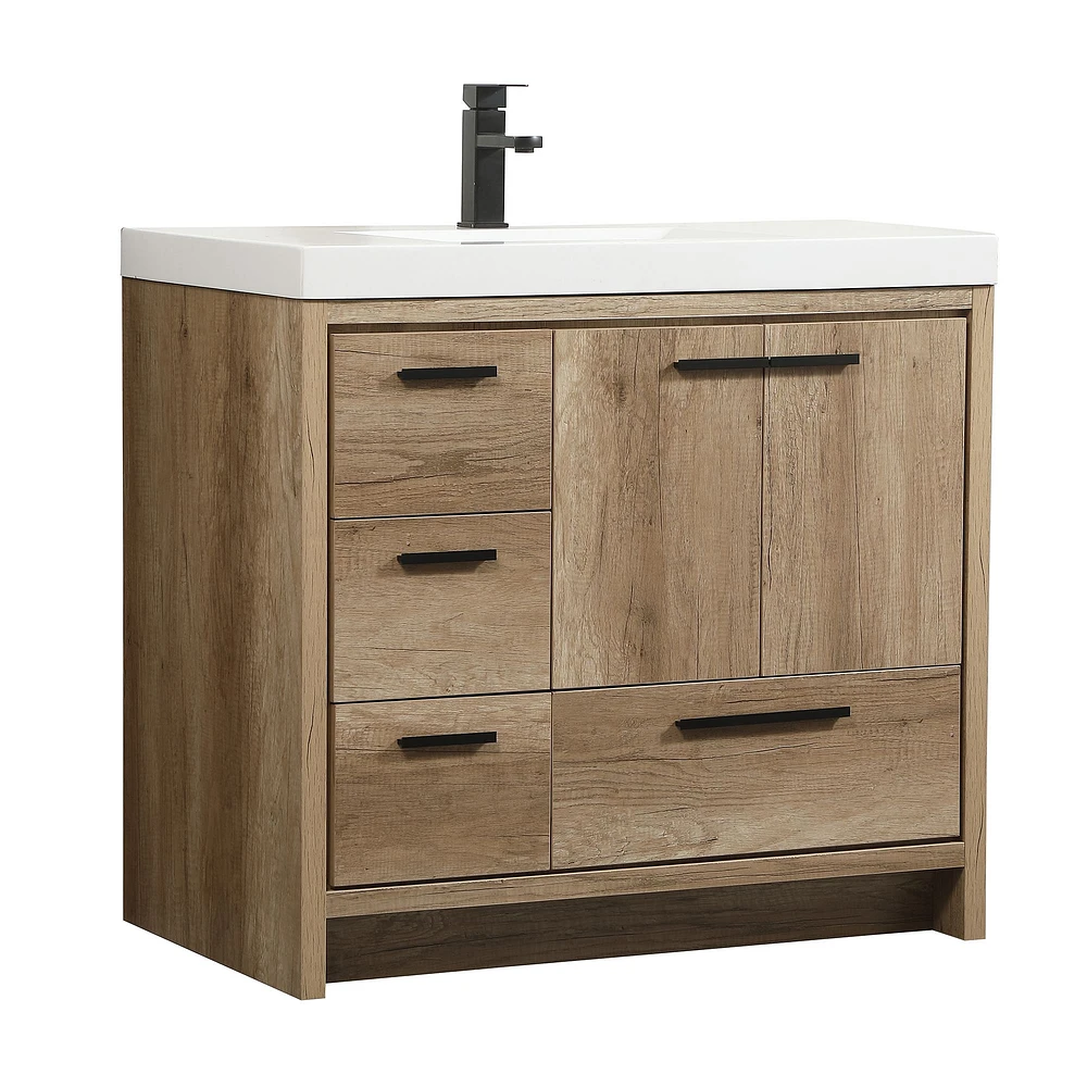 Donovan Single Bathroom Vanity, 24", Natural Oak