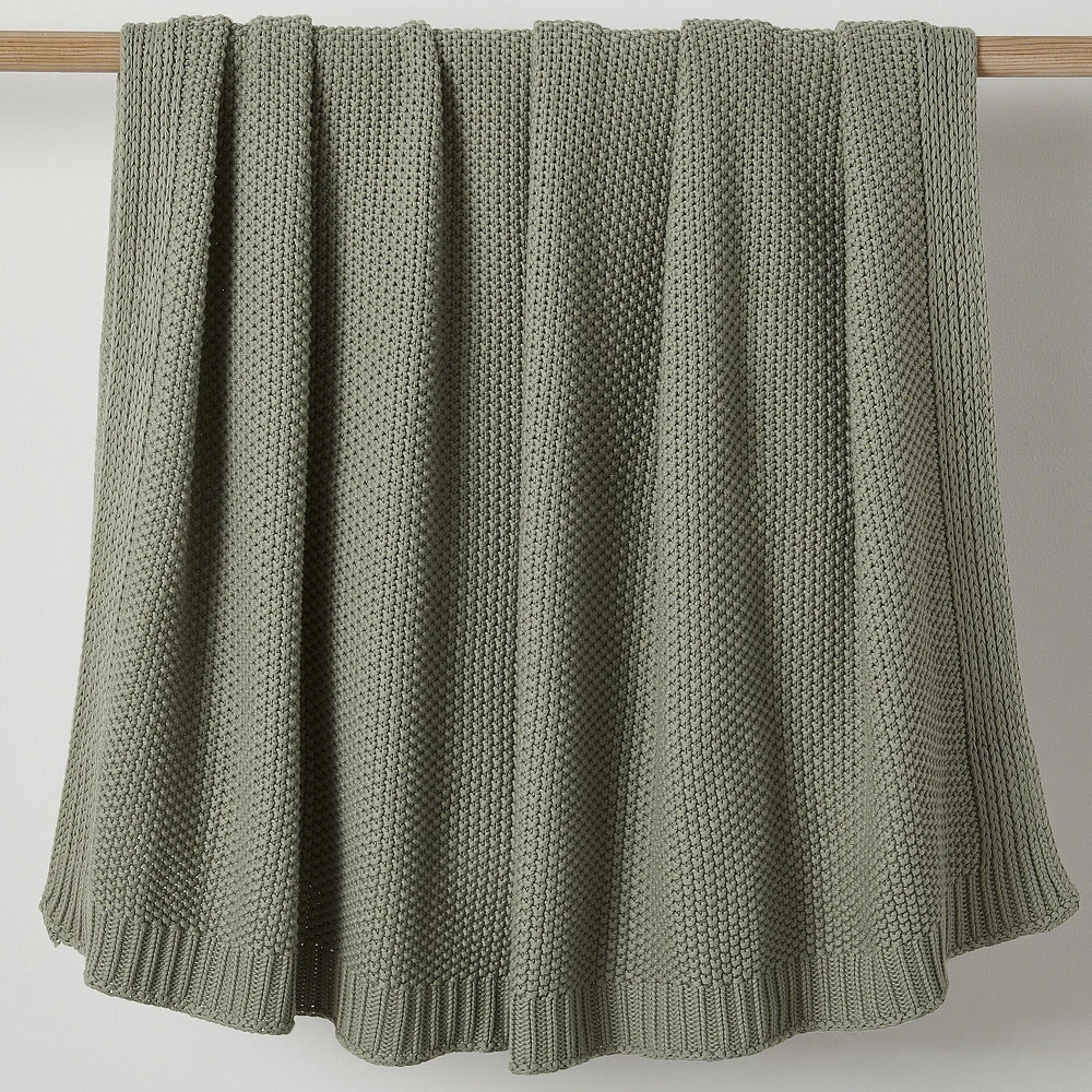 Cotton Knit Throw, 50"x60", Natural