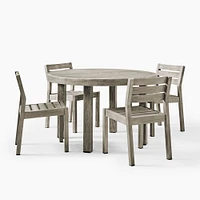 Portside Outdoor Dining Set: 48 Round Table, Weathered Gray + Chair - Gray, Set of 2