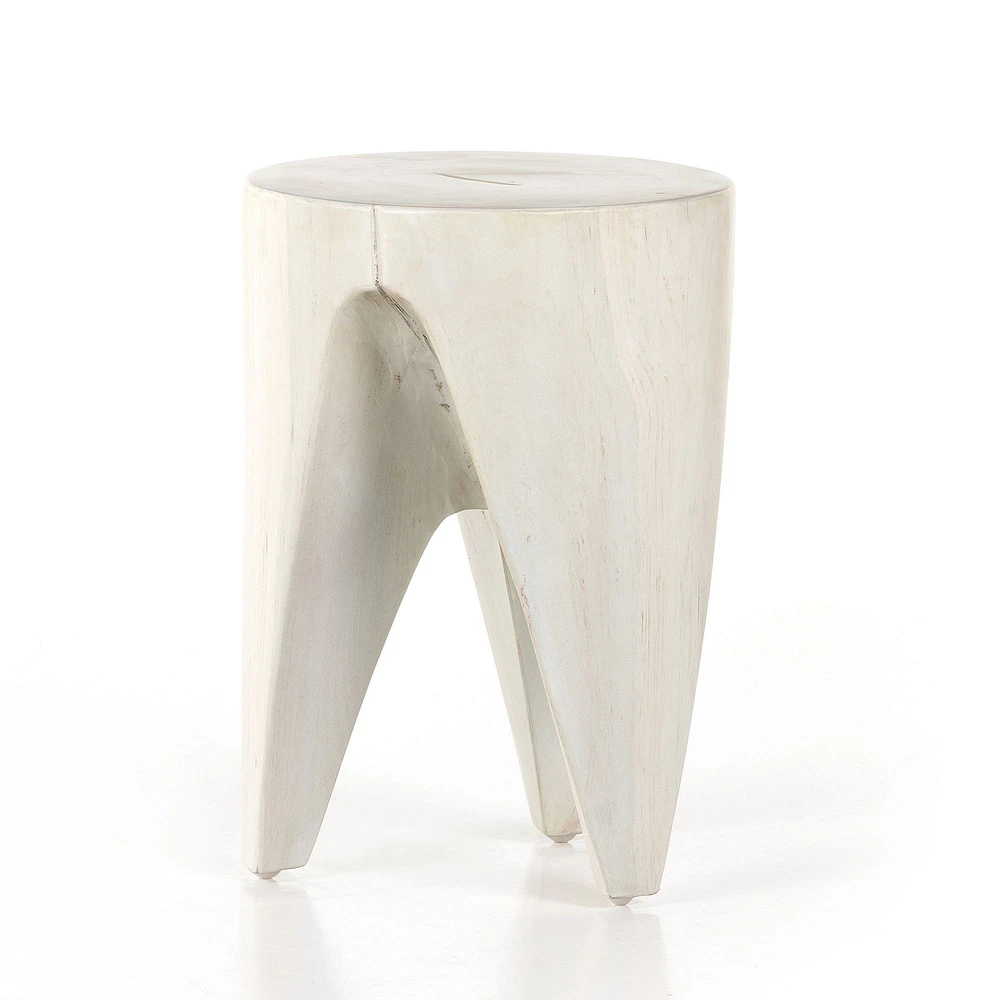 Montieth Outdoor End Table, Ivory, Teak