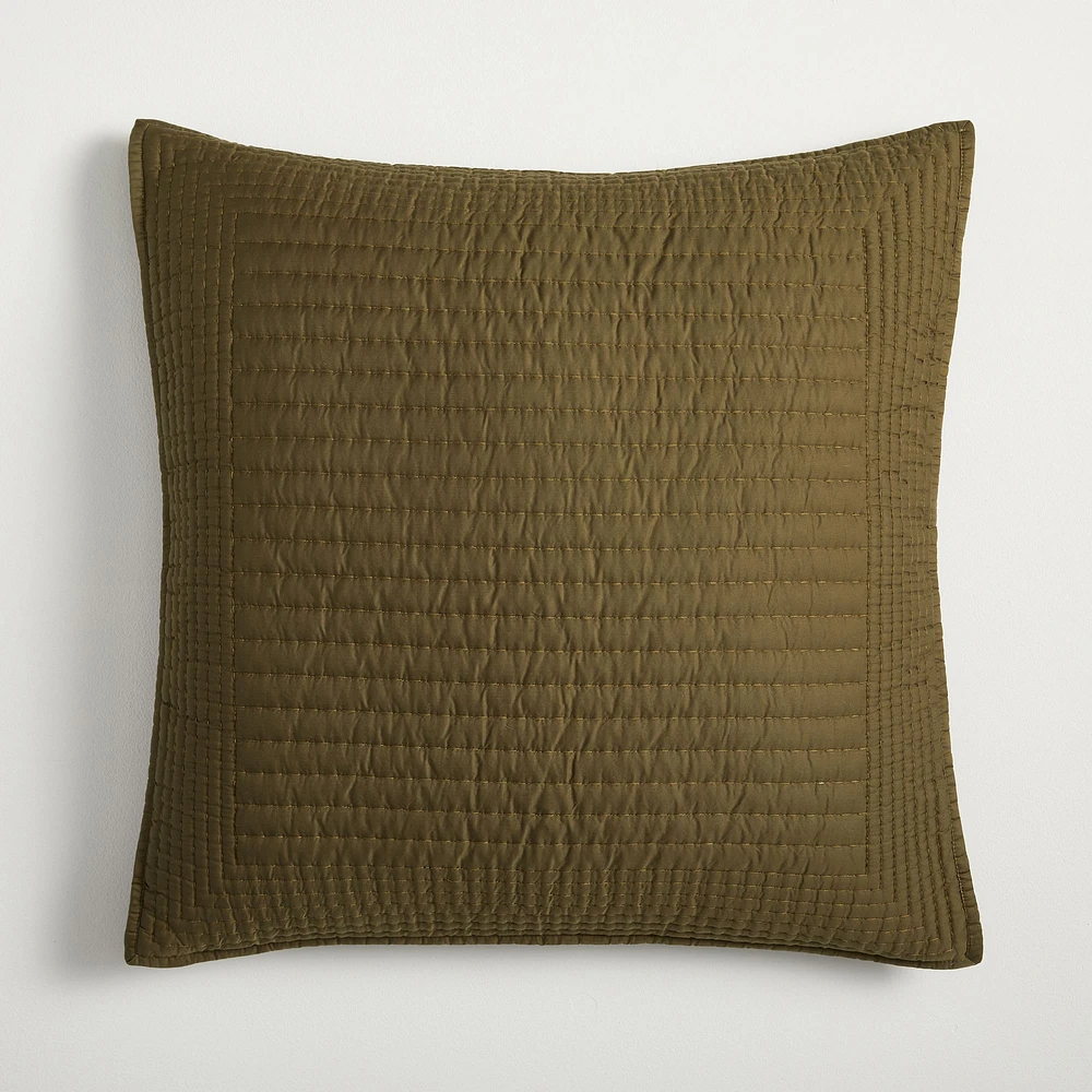 Open Box: Tencel Pick Stitch Euro Sham, Dark Olive