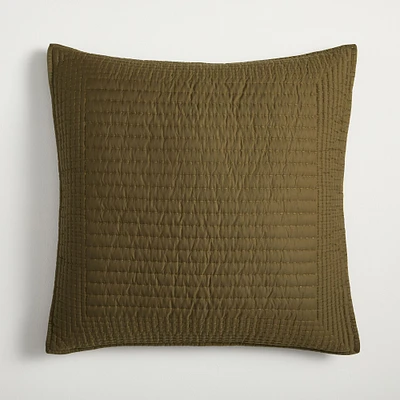 Open Box: Tencel Pick Stitch Euro Sham, Dark Olive