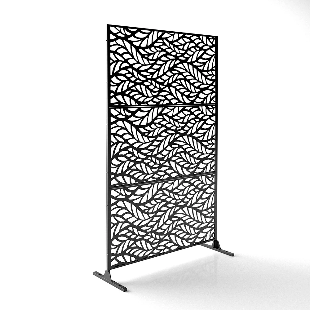 Decorative Privacy Screen, Flowleaf, Black